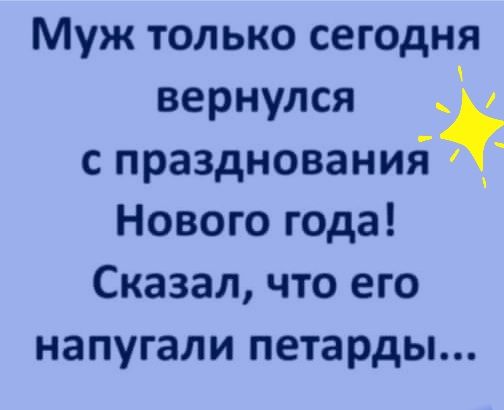 Муж только сегодня вернулся с празднованиййг Нового года Сказал что его напугали петарды