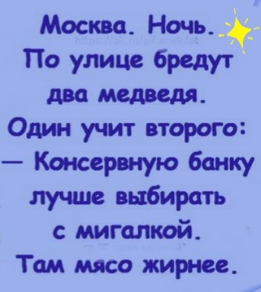 Москва Ночь По улице бредут Один учит второго Ктюервную банку лучше выбирать с мигалкой Там же жирнее