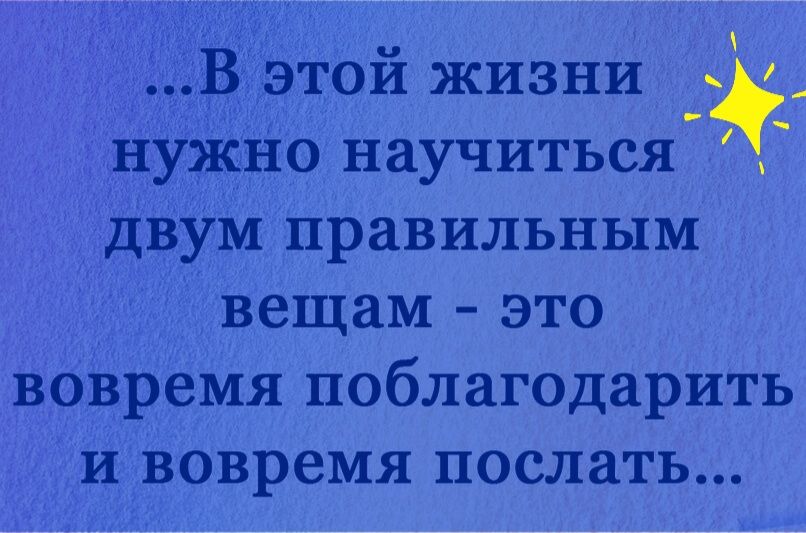 В этой жизни Нужно научиться двум правильным вещам это вовремя поблагодарить и вовремя послать