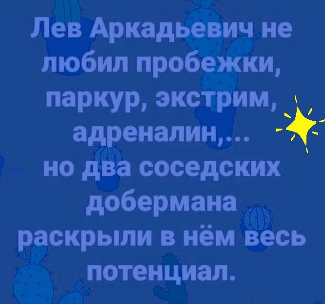 Лев Аркадьевич не любил пробежки паркур экстрим адреналин но дза соседских добермана раскрыли в нём весь потенциал