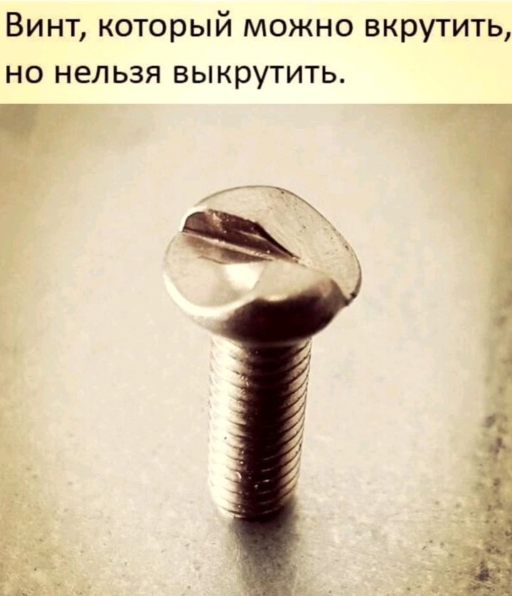 Винт который можно вкрутить но нельзя выкрутить Р _