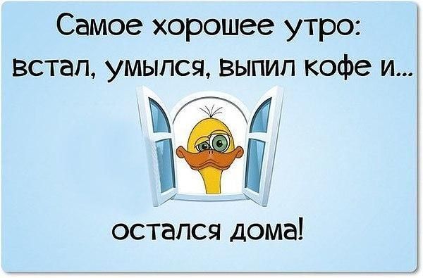 Самое хорошее утро встап умыпся выпип кофе и остался дома