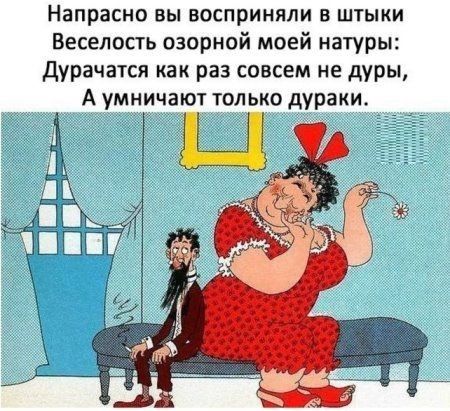 Напрасно Вы ВОСПрИНЯЛИ В ШТЫКИ Веселость озорной моей натуры дурачатся как раз совсем не дуры А умничают только дураки