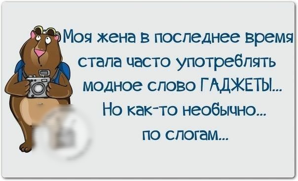 Моя жена в последнее время стала часто употреблять модное слово ГАДЖЕТЫ Но как то необычно по слогам