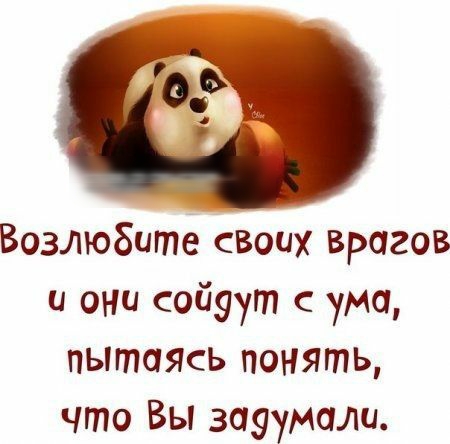 Возлюбите своих врагов и они сойдут с ума пытаясь понять что Вы зауумали