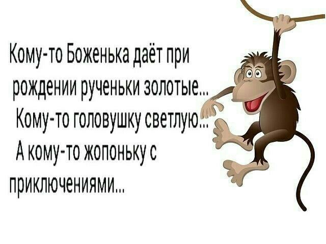 Кому то Боженька даёт при рождении рученьки золотые Кому то головушку светлую Акому то жопонькус приключениями