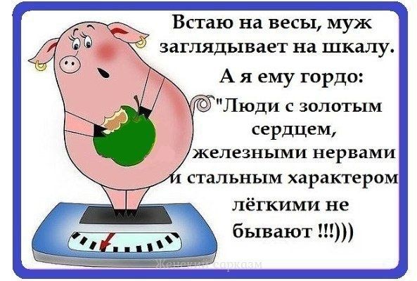 ВСТаЮ на ВЕСЫ муж ЗдГЛЯдЬіВаЕТ на шкалу А я ему гордо Люди с золотым сердцем железными нервами стальным характером лёгкими не бывают