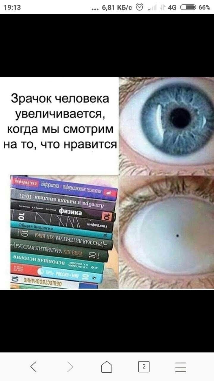 1913 681 КБс 46 Е 66 Зрачок ЧЭЛОВВКЭ увеличивается КОГДЭ МЫ смотрим НЭ ТО ЧТО нравится