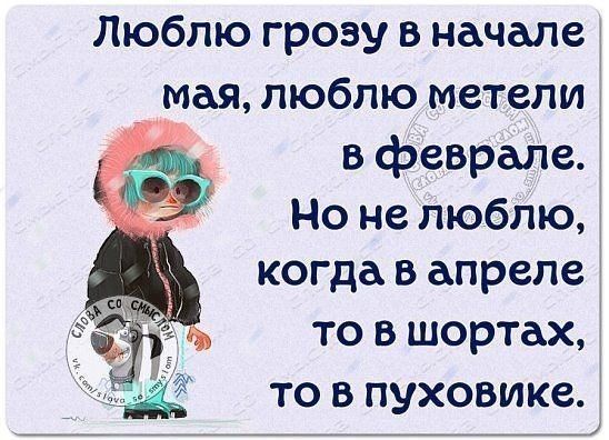 Люблю грозу в начале мая люблю метели в феврале Но не люблю когда в апреле то в шортах то в пуховике