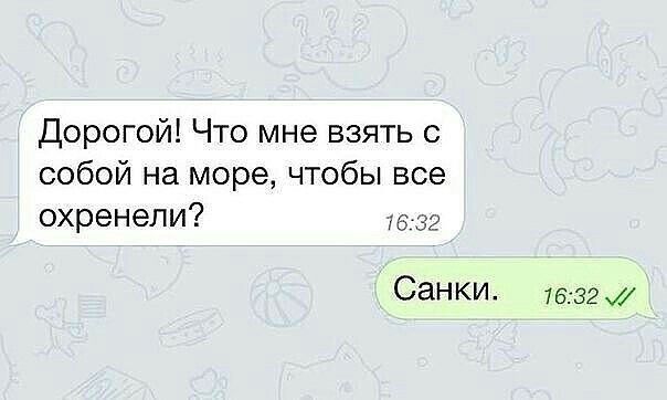 Дорогой Что мне взять с собой на море чтобы все охренели 39 Санки 1532