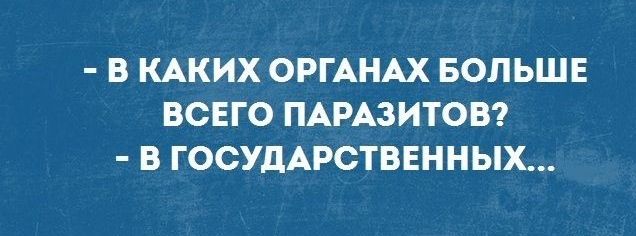 В КАКИХ ОРГАНАХ БОЛЬШЕ ВСЕГО ПАРАЗИТОВ В ГОСУДАРСТВЕННЫХ