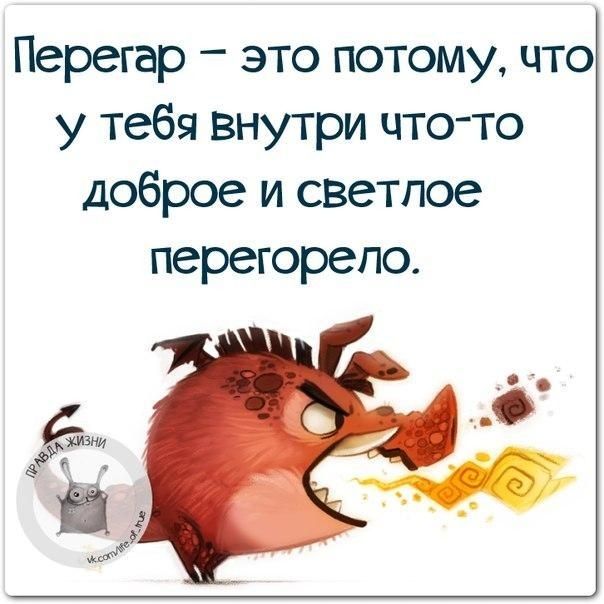 Перегар это потому что у тебя внутри что то доброе и светлое перегорепо