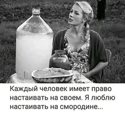 Каждый человек имеет право настаивать на своем Я люблю настаивать на смородине