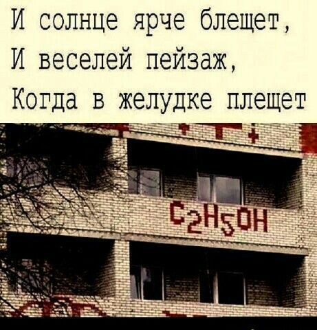 И солнце ярче блещет И веселей пейзаж Когда в желудке плещет