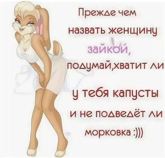 Прежде чем назвать женщину зайкЫ подумайхватит АИ у тебя капусты и не подведёт АИ морковка