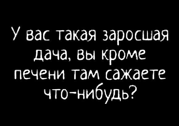 У вас такая заросшая дача вы кроме печени там сажаете чтонибудь