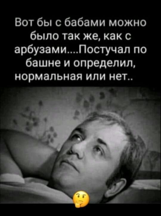Вот бы с бабами можно было так же как с арбузамиЛостучал по башне и определил нормальная или нет