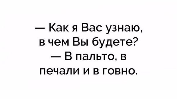 Как я Вас узнаю вчем Вы будете В пальто в печали и в говно