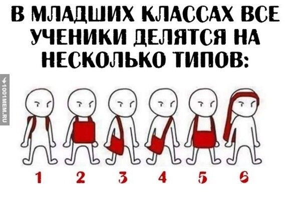 В МЛАДШИХ КЛАССАХ ВСЕ УЧЕНИКИ ДЕЛЯТСЯ НА НЕСКОЛЬКО ТИПОВ ЁЁЁЁЁЁЁ 1 2 3 4 5 6