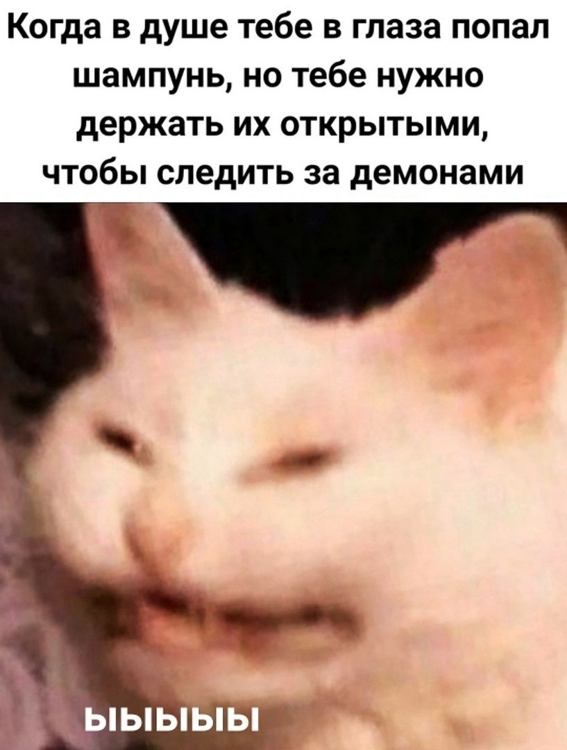 Когда в душе тебе в глаза попал шампунь но тебе нужно держать их открытыми чтобы следить за демонами