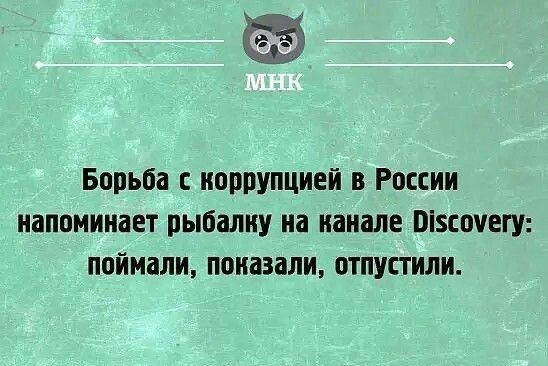 Борьба с коррупцией в России напоминает рыбалку на канале Пізсочегу поймали показали отпустили