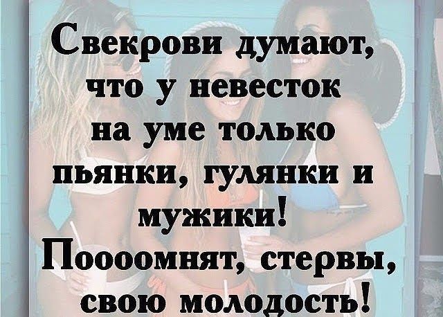 Свекрови думают что у невесток на уме только пьянки гулянки и мужики Поооомнят стервы свою молодость