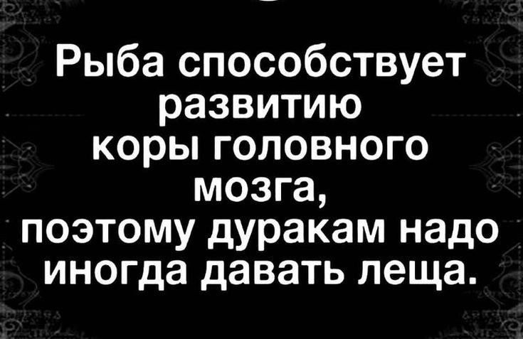 Рыба способствует развитию коры головного мозга поэтому дуракам надо иногда давать леща