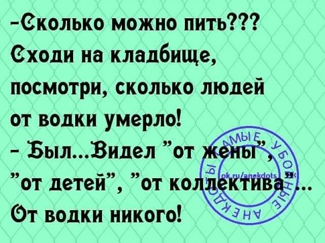 Сколько можно пить Сходи на кладбище посмотри сколько людей от водки умерло Был Вилел от от детей от ко т водки никого