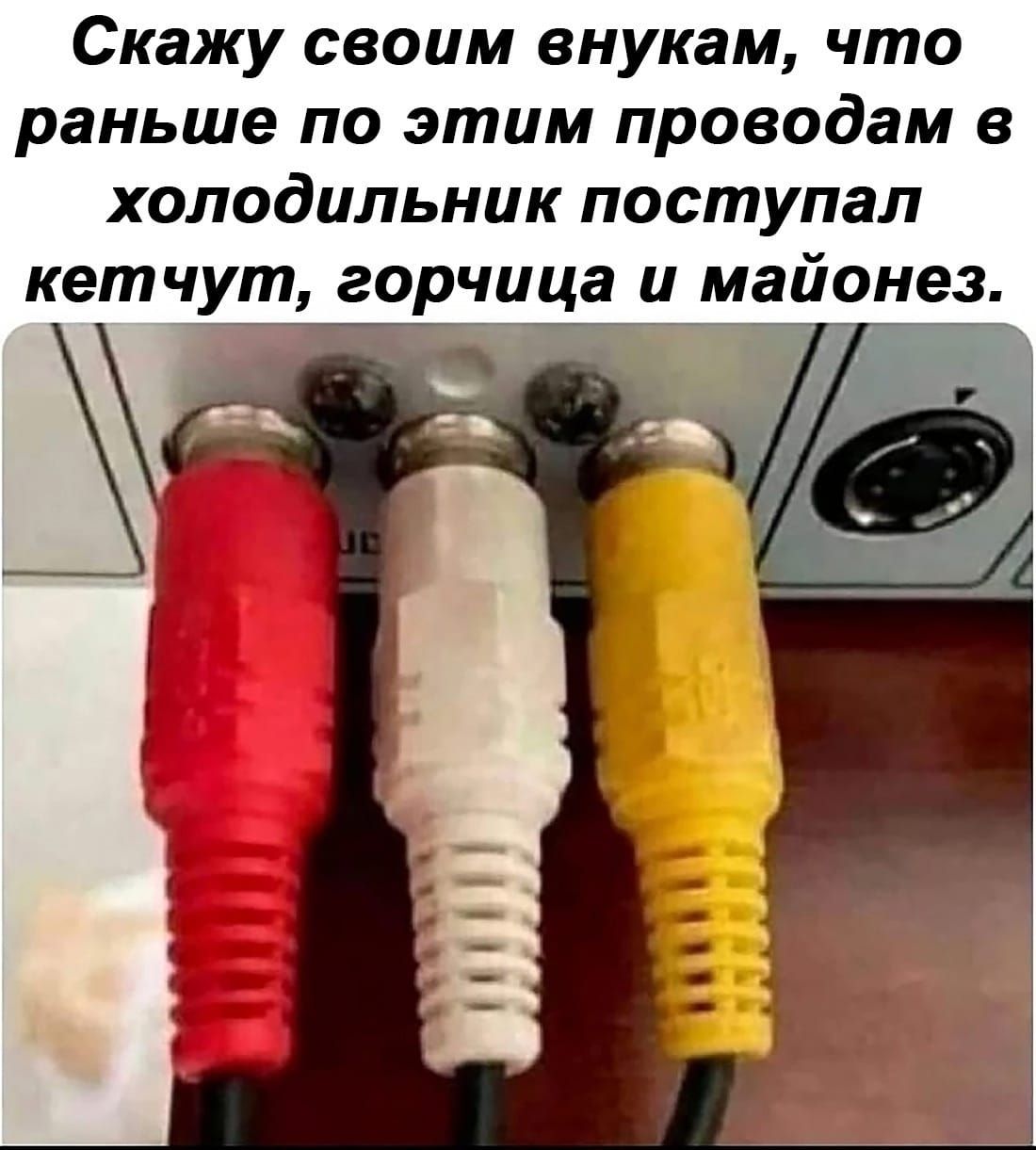Скажу своим внукам что раньше по этим проводам в холодильник поступал кетчут горчица и майонез
