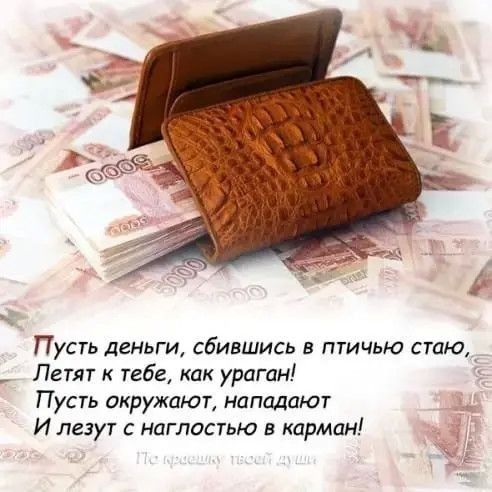 1 Пусть деньги сбившись в птичью стпю_ Летят к тебе как урагдн Пусть окружают нападают И лезут наглостью в карман