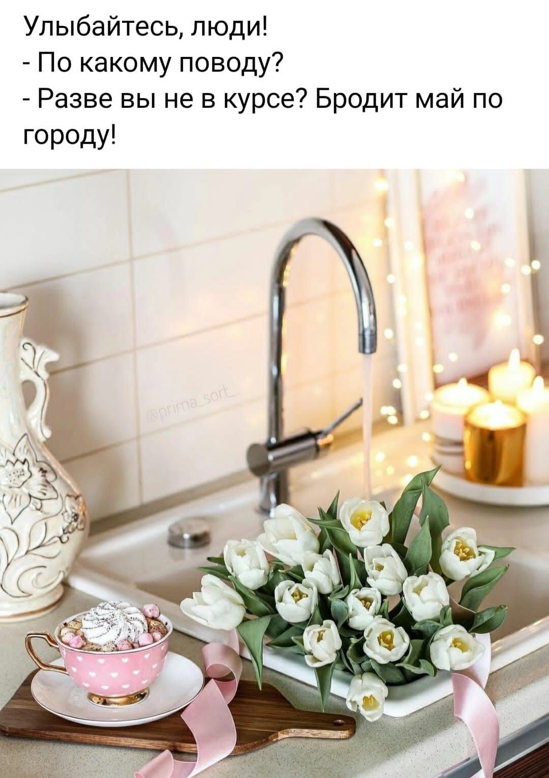 Улыбайтесь люди По какому поводу Разве вы не в курсе Бродит май по городу