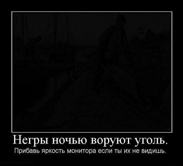 Негры ночью воруют уголь Прибавь яркость монитора еспи ты их не видишь