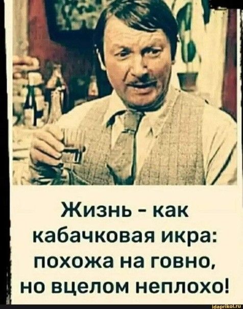 Жизнь как кабачковая икра похожа на говно но вцелом неплохо