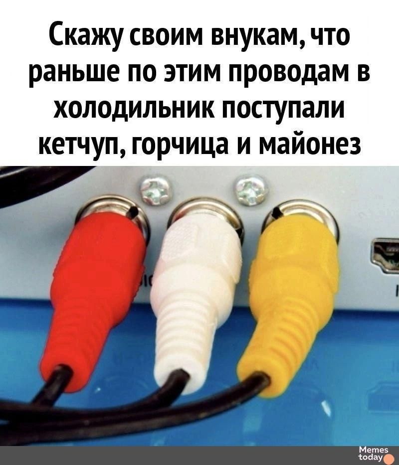 Скажу своим внукам что раньше по этим проводам в холодильник поступали кетчуп горчица и майонез