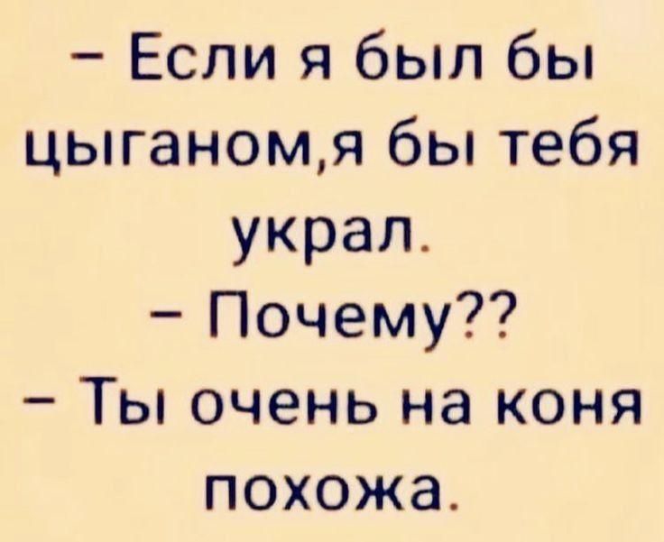 Если я был бы цыганомя бы тебя украл Почему Ты очень на коня похожа