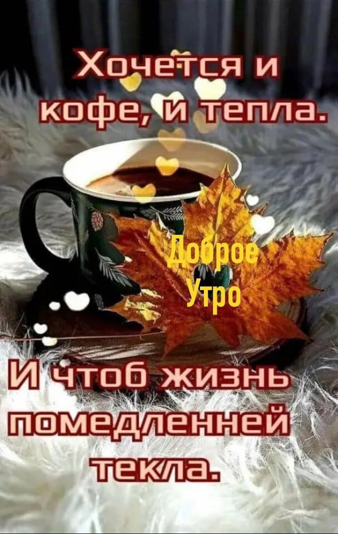 Хочется и кофе, и тепла. Доброе утро и чтоб жизнь помедленней текла.