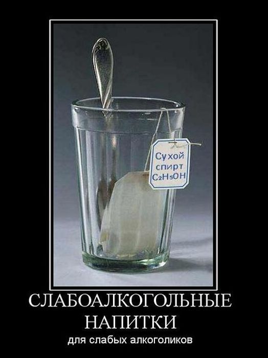 СЛАБОАЛКОГОЛЬНЫЕ НАПИТКИ для слабых алкоголиков
Сухой спирт C2H5OH