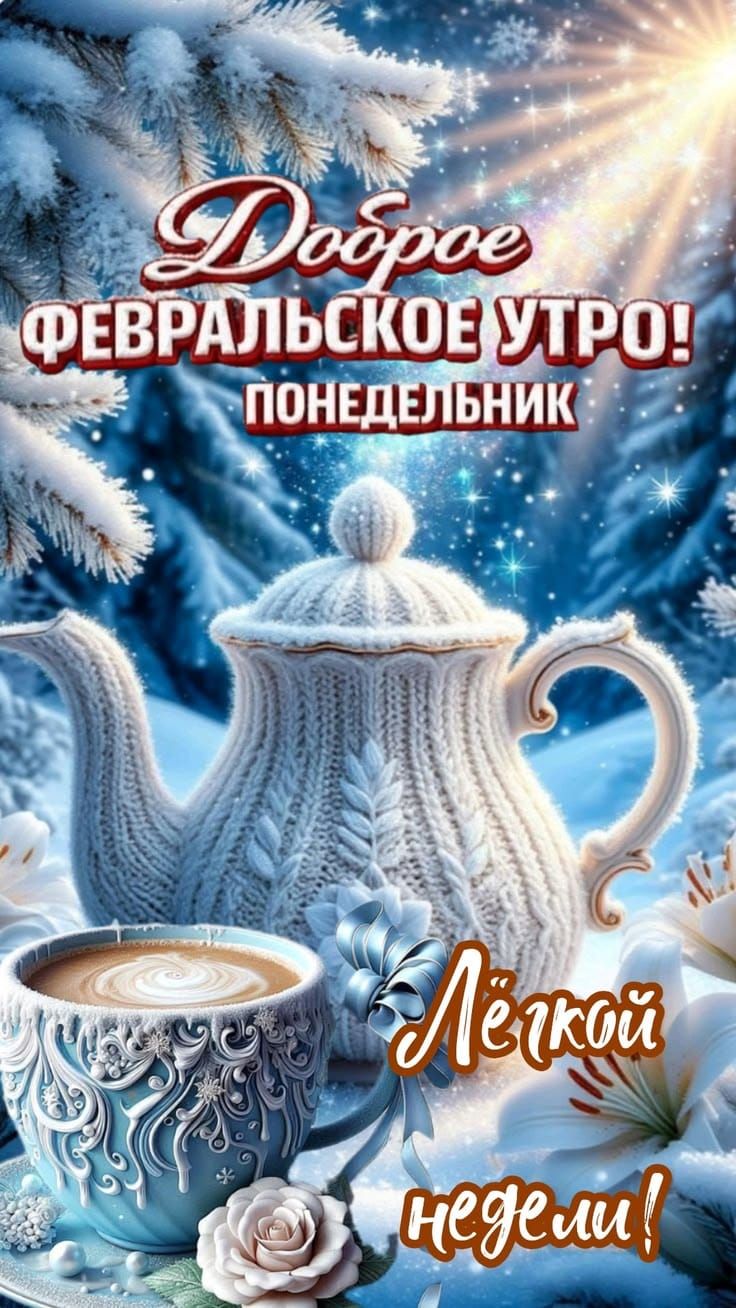 Доброе ФЕВРАЛЬСКОЕ УТРО! ПОНЕДЕЛЬНИК
Лёгкой неделе!