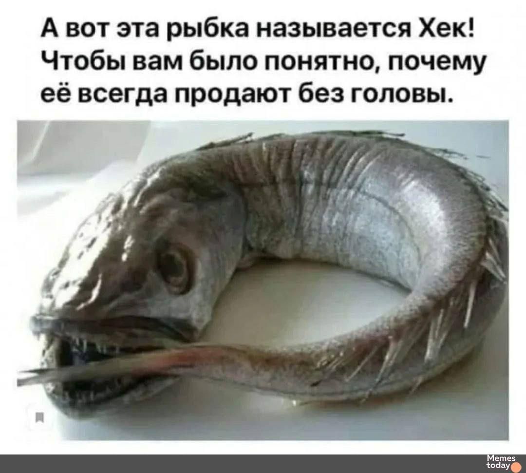 А вот эта рыбка называется Хек! Чтобы вам было понятно, почему её всегда продают без головы.