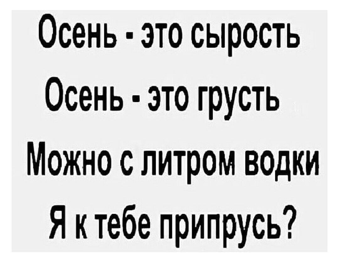 Осень это сырость Осень это грусть Можно с литром водки Я ктебе припрусь