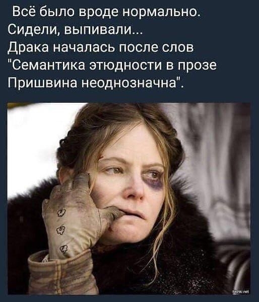 Всё было вроде нормально Сидели выпивали драка началась после слов Семантика этюдности в прозе Пришвина неоднозначнаі