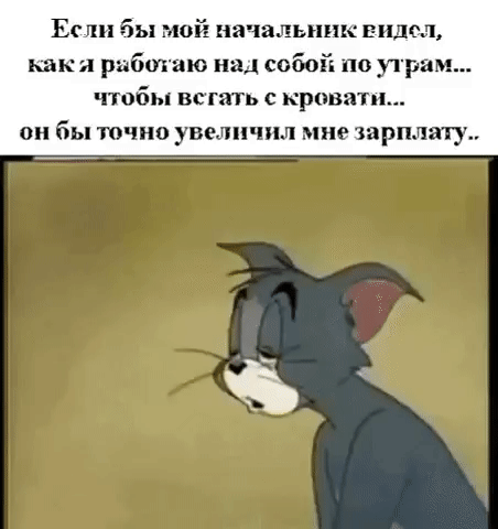 Если бы мой начальник видел как я работаю над собой по утрам чтобы всгить с кровати он бы точно увеличил мие зарплату