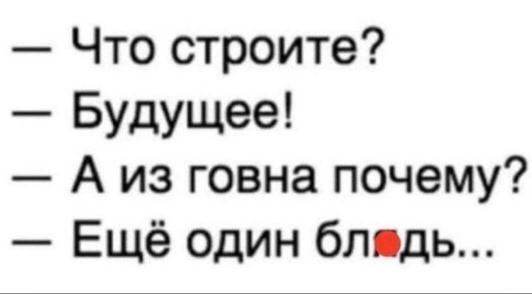 Что строите Будущее А из говна почему Ещё один блядь