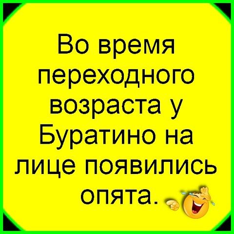 Во время переходного возраста у Буратино на лице появились опята ЖЁ
