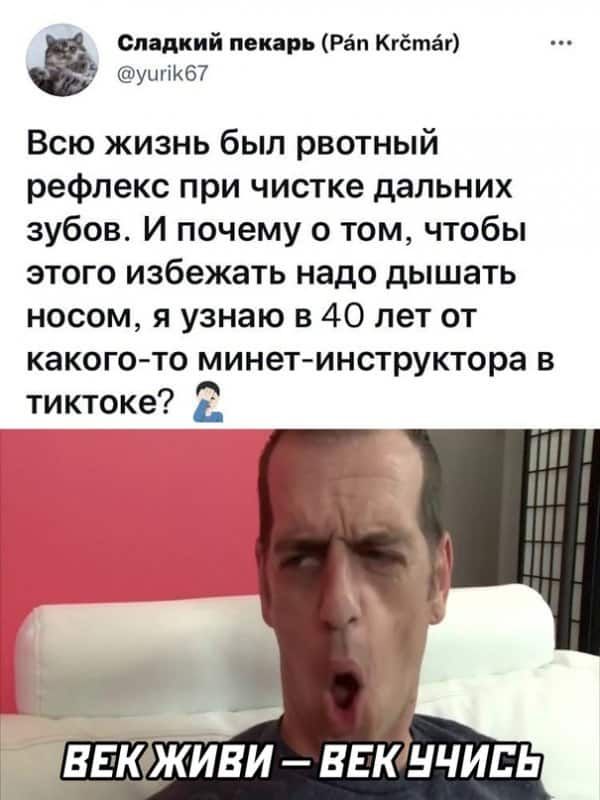 Сладкий лекарь Ргт Кгбтаг уыгіК67 Всю жизнь был рвотный рефлекс при чистке дальних зубов И почему 0 том чтобы этого избежать надо дышать носом я узнаю в 40 лет от какогото минетинструктора в тиктоке 2