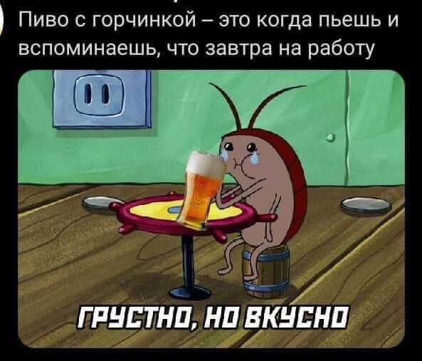 ПИВО С ГОРЧИНКОЙ ЭТО когда ПЬЭШЬ И ВСПОМИНЗеШЬ ЧТО завтра на работу Г ПНП НП НПЕКНЕНП