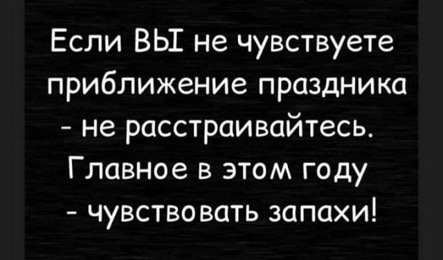 Если ВЬ не чувствуете приближение праздника не расстраивайтесь Главное в этом году чувствовать запахи