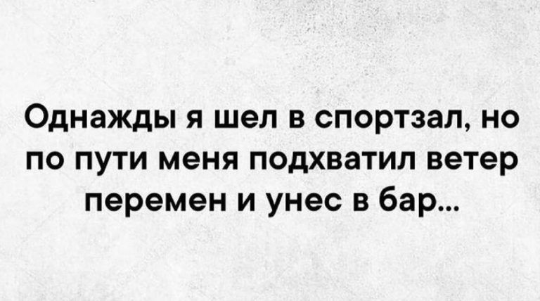 Однажды я шел в спортзал но по пути меня подхватил ветер перемен и унес в бар