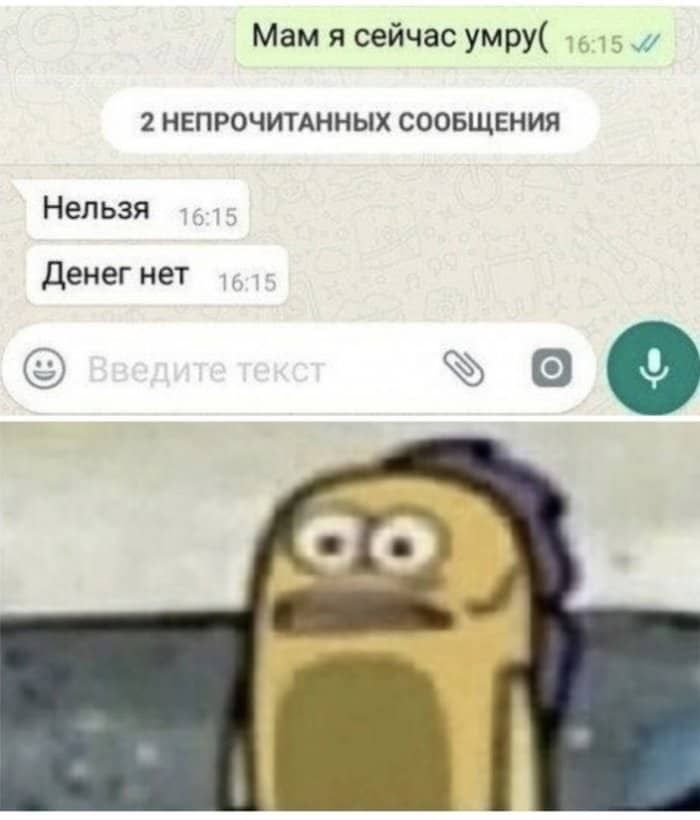 Мам я сейчас умру 2 непрочитднных соовщвния Нельзя денег нет 90 Ч