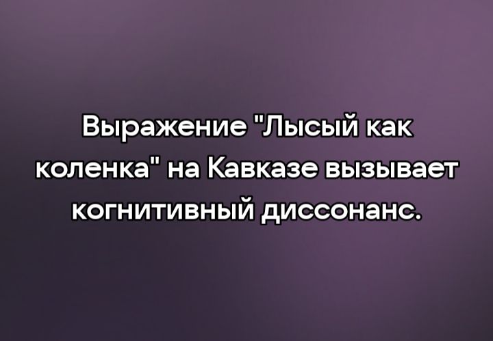 Выражение Лысый как коленке на Кавказе вызывает когнитивный диссонанс